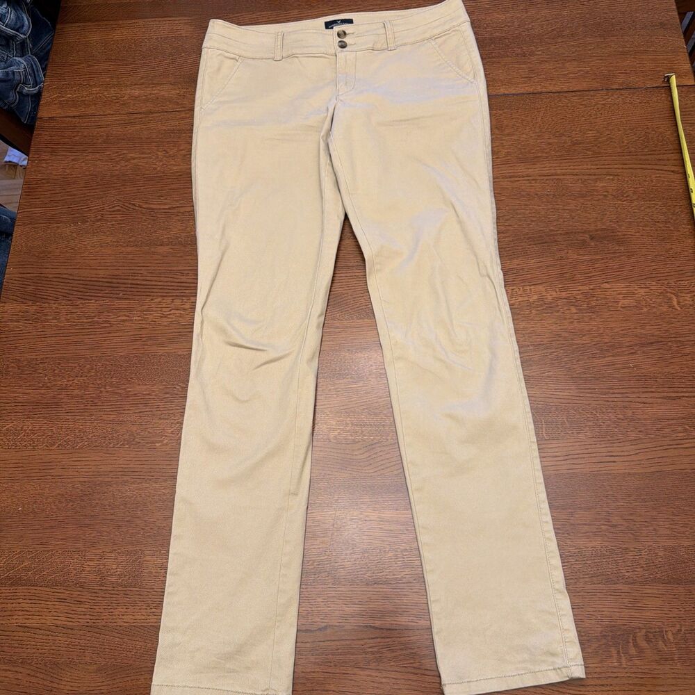American Eagle Khaki Pants Womens Size 8 Long Skinny Stretch Cotton Blend